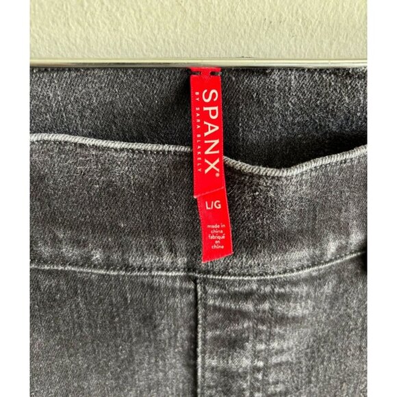 SPANX Womens High Rise Pull On Tummy Control Denim Skinny Pants Black Size L - Picture 3 of 8